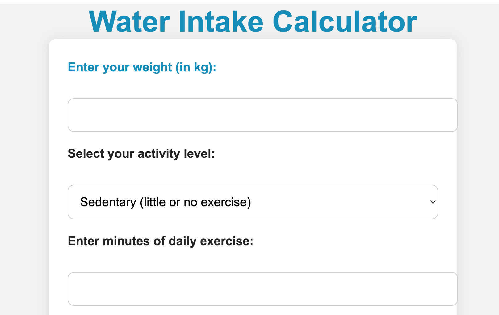 calculator water intake